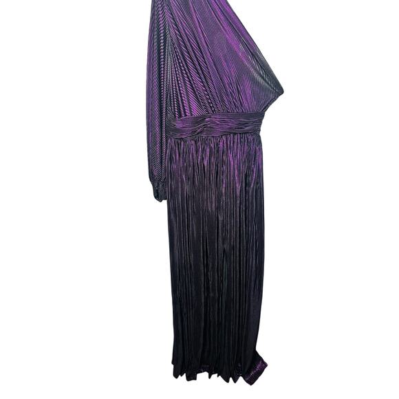 Bronx & Banco Women's Metallic Purple Florence One Shoulder Gown Dress Size XL - Picture 3 of 12